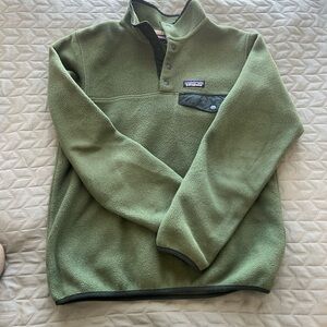 Patagonia Green Fleece Pullover with Button Collar